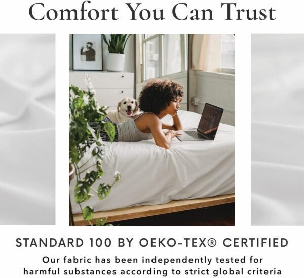 Bamboo Bay 6 Piece King Size Sheets Set - 100% Viscose Made from Bamboo Sheets King Size - Soft Cooling Sheets for Hot Sleepers - Breathable King Sheets Deep Pocket Fits Up to 16" Mattress - White - Image 3
