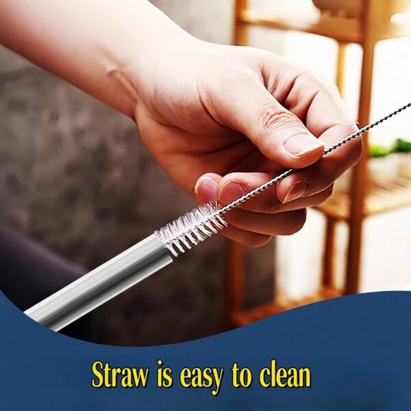 2 pack Stainless Steel Straws, 8.5in*0.3in Reusable Stainless Steel Straws with Suction Brush and Silicone Extension Nozzle, Reusable Drinking Straws Suitable for home and outdoors. - Image 4