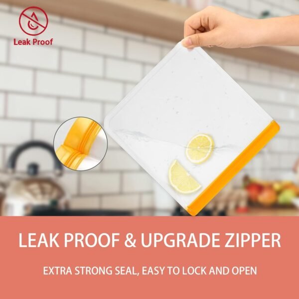ENLOY 12 Pack Reusable Food Storage Bags, BPA Free PEVA Reusable Freezer Bag, 2 Gallon & 5 Sandwich & 5 Snack Size Bags, Leakproof Freezer Bag for Liquid Lunck Sandwich Marinate Meat Fruits Vegetable - Image 3