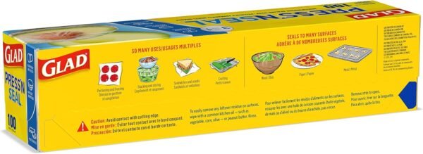 Glad Press'N Seal Plastic Food Wrap, 100 Square Foot Roll, Pack of 3, (Package May Vary) - Image 8