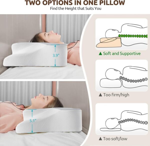 DONAMA Cervical Pillow for Bed Sleeping, Memory Foam Contour Neck Pillows with Breathable Pillowcase, Ergonomic Neck Support Pillows for Side, Back and Stomach Sleepers - Image 5