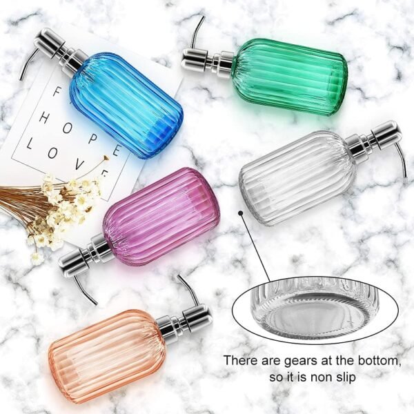 Soap Dispenser - 2 Pack 14 Oz Glass Soap Dispenser with Rust Proof Stainless Steel Pump, Refillable Liquid Bottle Dispenser, Premium Hand Jar Dispenser for Bathroom, Kitchen, Countertop (Transparent) - Image 7