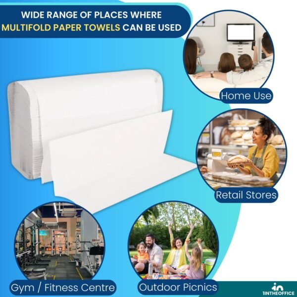 1InTheOffice Multifold Paper Towels, Paper Hand Towels for Bathroom, Bathroom Paper Towels, 1-Ply, 9" x 9.45", 250 Towels/Pack - Image 5