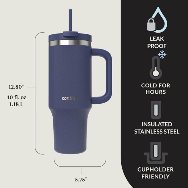 Contigo Streeterville 40oz Tumbler, Stainless Steel Vacuum Insulated, Leak-Proof, Cold for 29 Hours, Indigo - Image 2