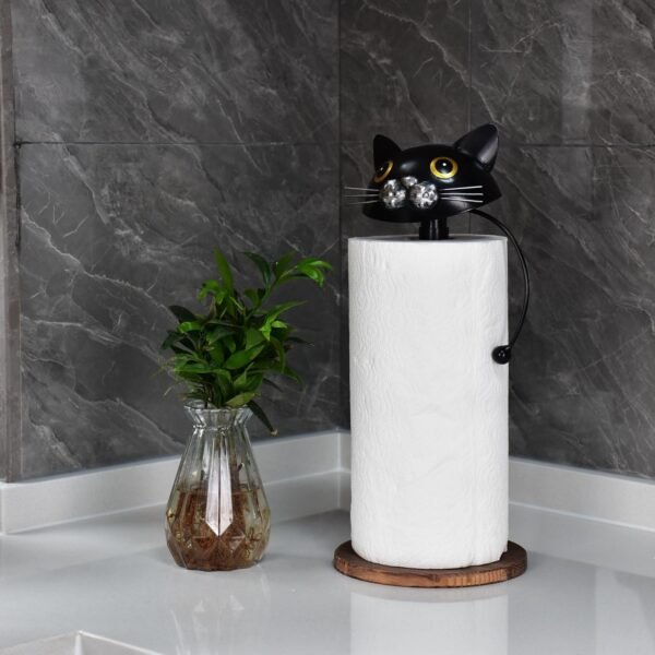 Paper Towel Holder - Black Cat Paper Towel Holder Countertop for Kitchen Dining Table Home Decor, Perfect for Cat Lovers (Black Cat) - Image 3