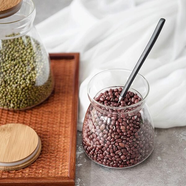 Sealed Canisters Jars Airtight Candy Sugar Bowls with Lid Bin Dinnerware Cookie Jar Food Containers with Lids Clear Snack Electric Food Storage Containers Flour Container Wooden - Image 3