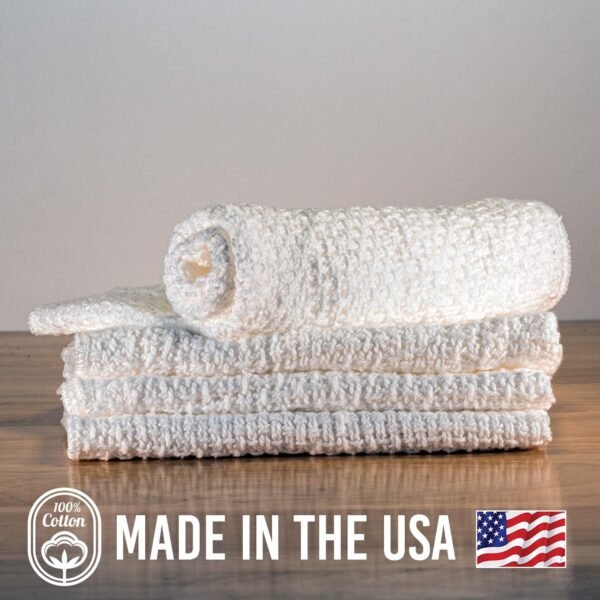 Old Fashion 100% Cotton Dishcloths - Set of 4 Mixed Colors - 4 Natural -11" x 11" - Image 5