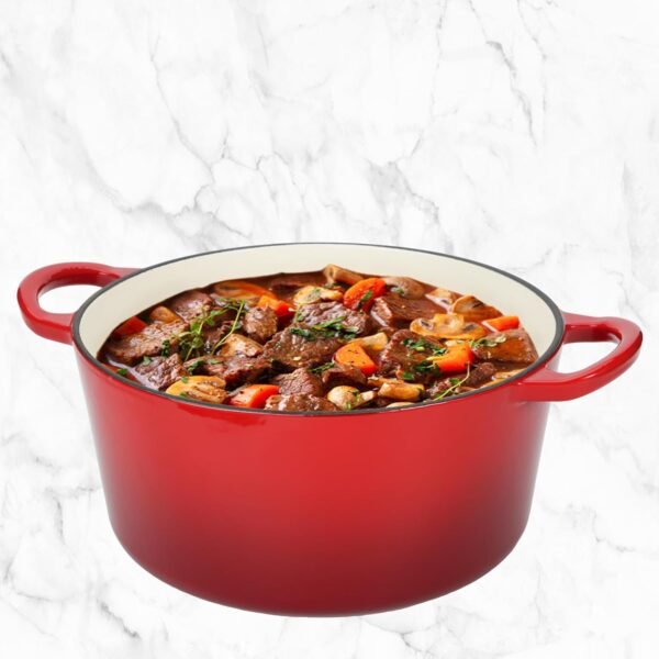 Enameled Cast Iron Dutch Oven Casserole with Lid, 5.5 Quart, Oven Safe up to 500°F - Heavy-Duty, Versatile Cookware for Marinating, Cooking, Baking, Refrigerating, and Serving - Image 8