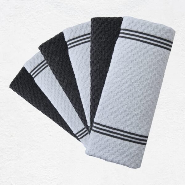 Infinitee Xclusives 100% Cotton Kitchen Towels - 15x25 Inch Ultra Soft Tea Towels, Super Absorbent Terry Dish Towels for Kitchen Linens |Grey| - Image 6