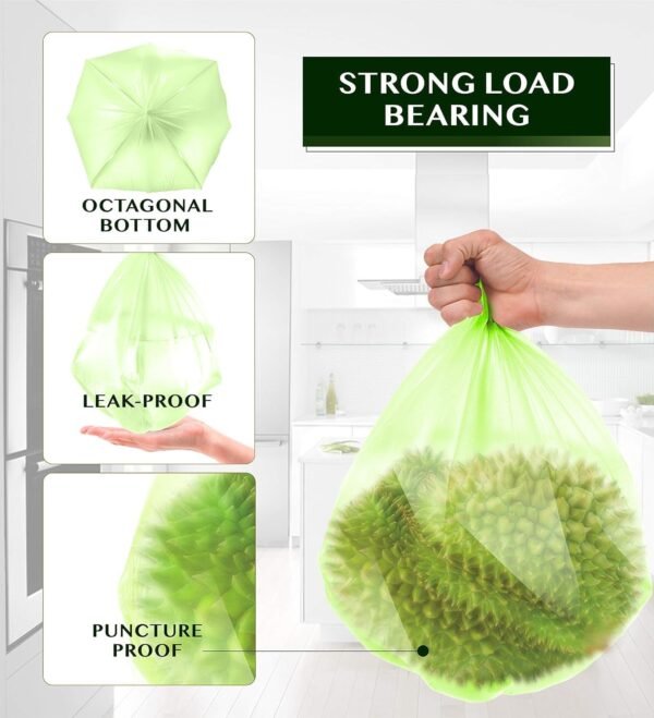 Compostable Trash Bags - FORID 13 Gallon Tall Kitchen Garbage Bags 80 Count Unscented Trash Can Liners 55 Liter Medium Wastebasket Bags for Bathroom Home Bedroom Office Garbage Can (5Rolls/Green) - Image 3