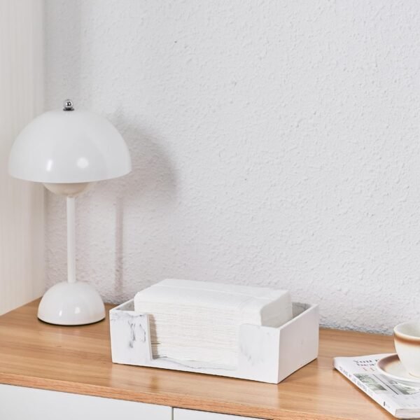 Marble White Napkin Holder for Bathroom, Countertop Paper Towel Dispenser for Kitchen, 10" L x 6" W for Multifold, C Fold, Trifold, Z Fold - Disposable Hand Towel Organizer, Guest Towels Holder - Image 7