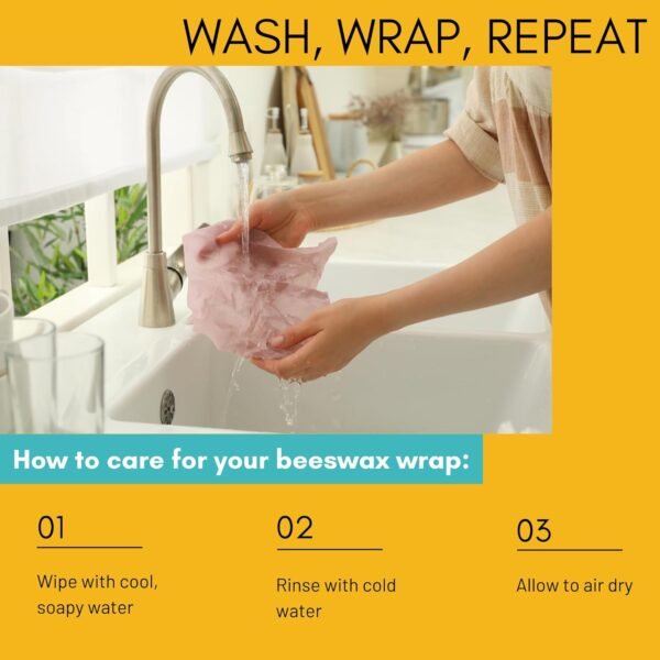 Beeswax Wraps For Food | All Natural Beeswax Wrap | 4 Pack Beeswax Wraps (2L, 2M) | Reusable beeswax food wrap | Use as sourdough bread bags | Fold into an eco friendly bread bag - Image 5