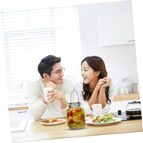 MAGICLULU Glass Storage Jar Storage Grain Jar Clear Storage Container Pickle Holder Storage Jar with Handle Cereal Containers Kitchen Food Storage Container Kimchi Container Jars - Image 3