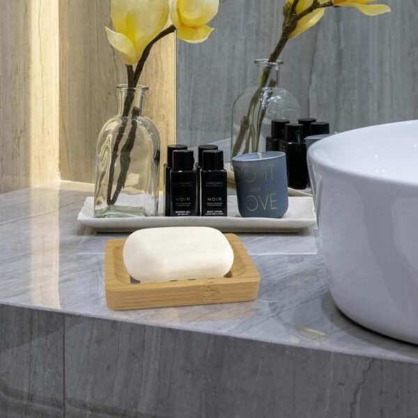 2 Pack Bamboo Soap Dish Self-Draining Holders Slotted Soap Dish Non-Slip Soap Saver for Bar Soap in Shower Bathroom Bathtub and Kitchen - Image 7
