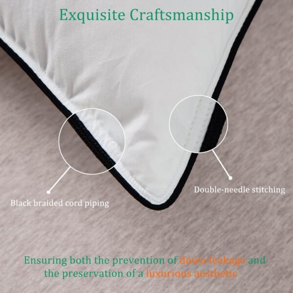 Luxury White Goose Down Pillows Standard Size - 750+ Fill Power - 480 Thread Count 100% Cotton Shell - Soft and Support Down Bed Pillow for Back, Side, Stomach Sleepers -Pack of 1 (20 x 26”) - Image 5