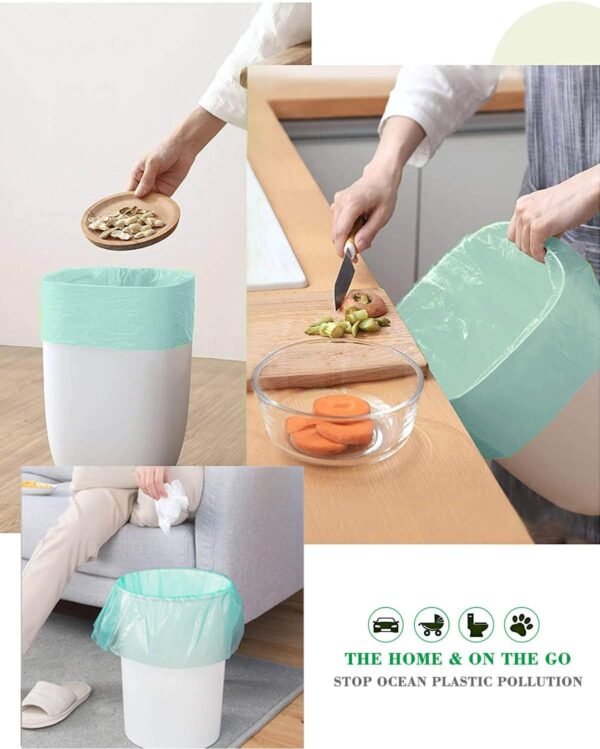 4-6 Gallon Small Trash Bags Compostable Trash Bags,AYOTEE 60 Count Ultra Strong Unscented Garbage Bags Mini Trash Bags Waste Basket Liners for Bathroom, Kitchen,Bedroom, Office, Pet, Car(Green) - Image 6