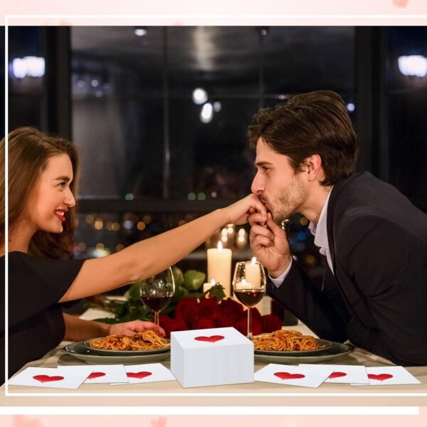 Janlaugh 200 Pcs Valentine Disposable Red Foil Love Heart Hand Napkins Decorative Paper Guest Towels for Valentine's Day Party Kitchen Lunch Dinner - Image 5