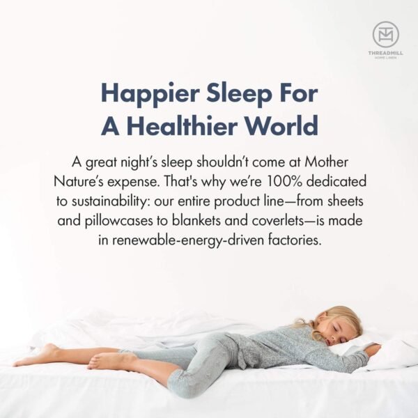 Threadmill 100% Cotton Sheets for King Size Bed - 600 Thread Count King Bed Sheets Set with 16” Deep Pocket - Sateen Weave 4-Piece Bedding Set with Cooling Effect, White - Image 6