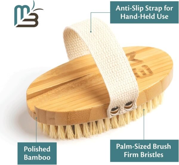 Firm Dry Brush & Shower Brush for Body - Handheld Back Scrubber Body Brush Exfoliator & Dead Skin Remover for Body Firm & Tighten Skin Improve Circulation for Men & Women by M3 Naturals - Image 5