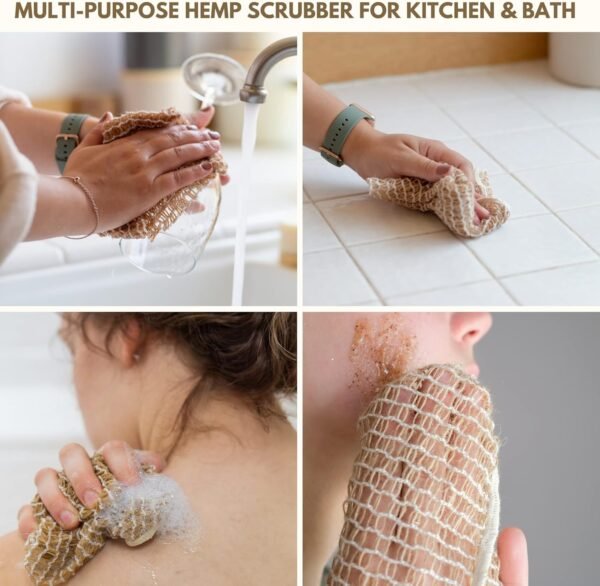 rE: Plastic Free Kitchen Gift Set for dishwashing | Dish Soap Bars (2 pcs), Hemp Scrubbers (3 pcs), Loofah Slices (2 pcs), Pop Up Sponges (2 pcs) (Original & Rosemary) - Image 3