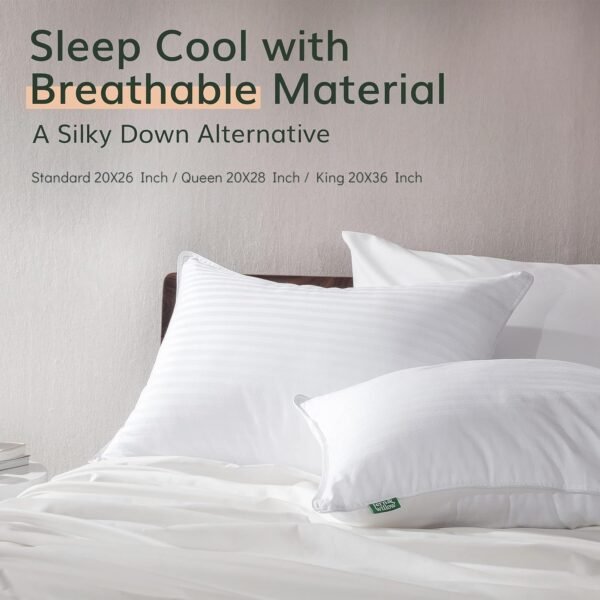 Premium Queen Size Bed Pillows - Set of 2, 20"x28", Cooling Hotel Quality, Down Alternative Fill, Medium Firm Support, Luxury Softness for Side, Back, and Stomach Sleepers - Image 4