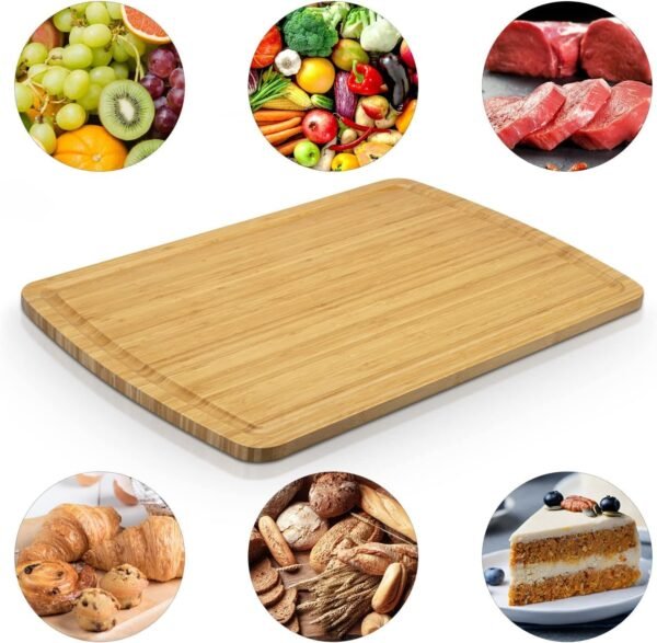 GlowSol 30 x 20 Inch XXXL Bamboo Cutting Board, Turkey Cutting Board Kitchen Bamboo Meat Cutting Board with Juice Slot and Handles Heavy Duty Deli Board, Over Sink Cutting Board - Image 4