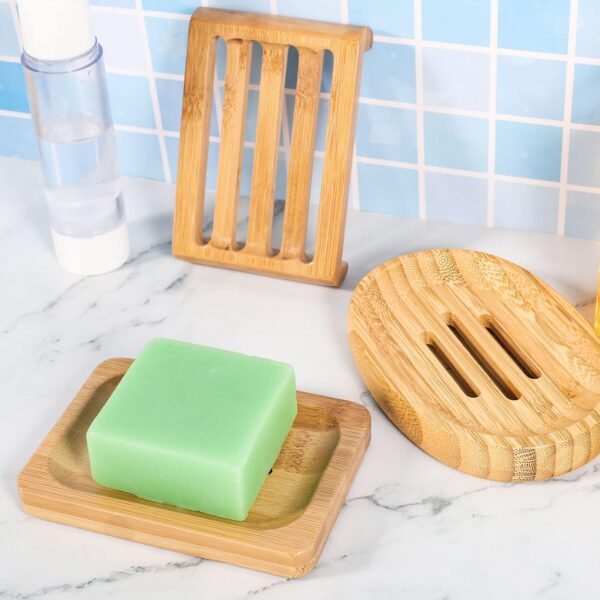 12 Pcs Bamboo Soap Dishes, Wooden Soap Tray Soap Holder, Shampoo Bar Holder Bar Soap Holder for Bathroom, Kitchen (3 Size) - Image 2