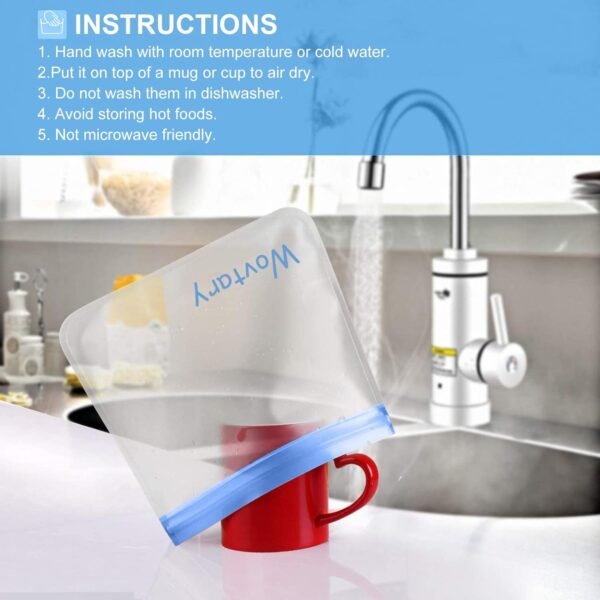 Dishwasher Safe Reusable Gallon Freezer Bags-7 Pack,Reusable Silicone Storage Bags BPA Free, Extra Thick Leakproof & Plastic Free Bags For Meat Fruit Vegetables - Image 5