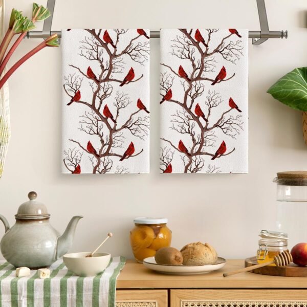 Winter Birds Cardinal Christmas Decor Kitchen Dish Towels Set of 2, Ultra Soft Absorbent Tea Towels Hand Drying Baking Cooking Cloth for Kitchen Decor - Image 6