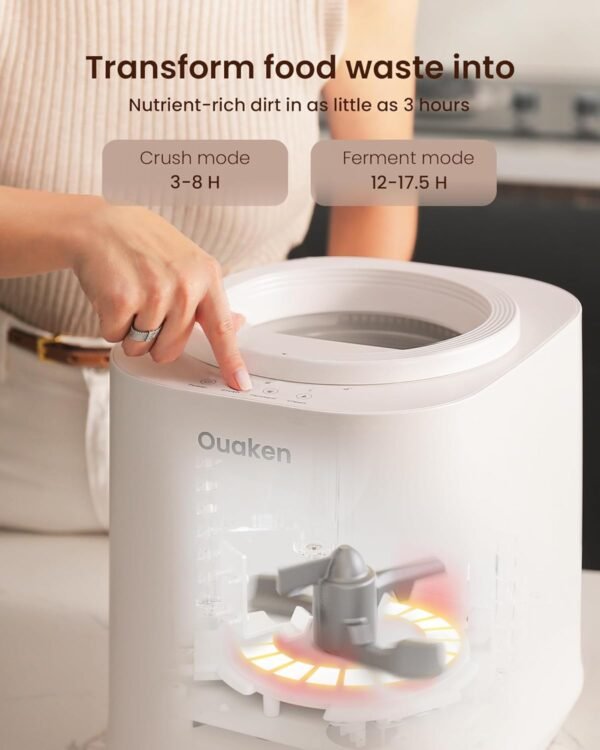 Electric Composter for Kitchen, 4L Smart Countertop Compost Bin, Odorless | Low Noise | Auto-Cleaning | Turn Food Waste into Fertilizer Within 3 Hrs, Indoor Food Recycler Compost Machine, White - Image 3