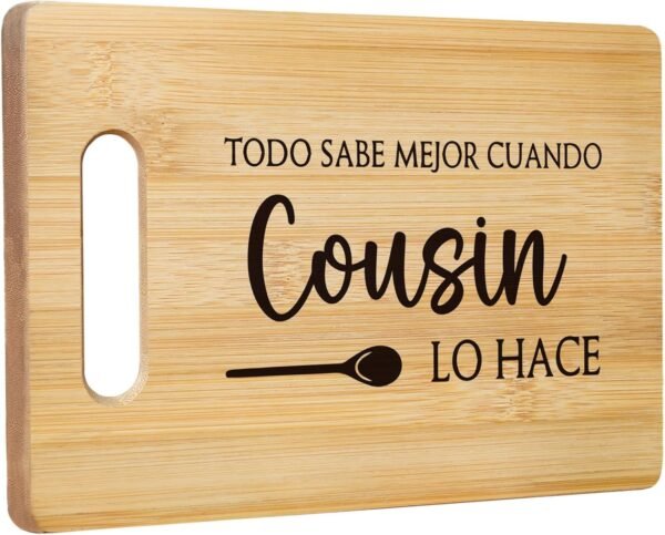 Cousins Gifts Cutting Boards for Kitchen, Cousin Sister Bamboo Cutting Board, Todo Sabe Mejor Cuando Abuelo Lo Hace Spanish Cousin Decorative Cutting Board Gifts for Cousins Female