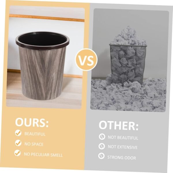Imitation Wood Grain Trash Can Trash Can with Lid Bathroom Garbage Trash Can Favors Garbage Bin Bathroom Bin Litter Wicker Basket Infuser Kitchen Compost Bin Trash Cans PVC Plastic - Image 4