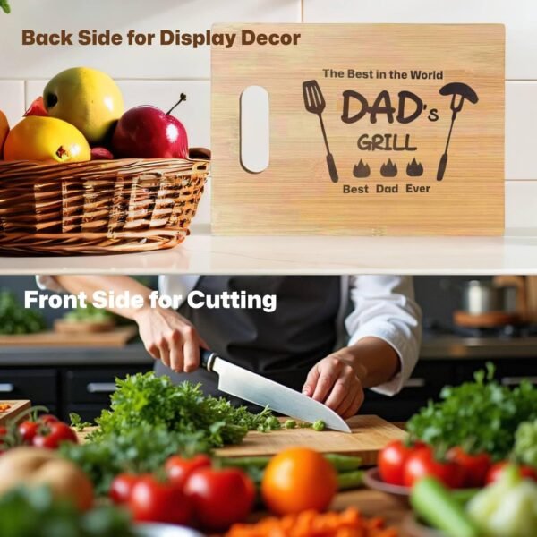 Christmas Gifts for Dad, Dad Gifts, Birthday Gifts for Dad, Bamboo Cutting Board Gift for Father, Dad Gifts from Daughter Son for Christmas - Father's Day - Birthday, 11.8’’L x 8.7’’W x 0.4’’Th - Image 5