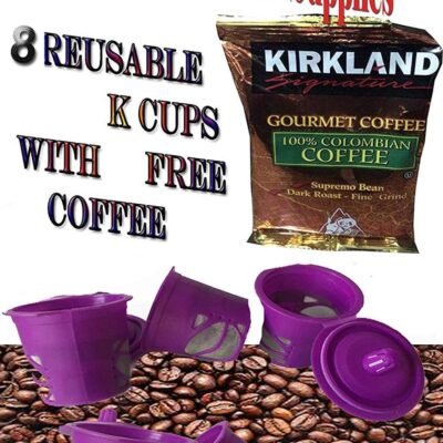 8 reusable filter for all Keurig K-Cup (8)- with 1 pack of Kirkland Colombian coffee 50 g