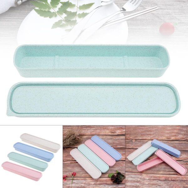 OriGlam 1pcs Portable Flatware Box Travel Tableware Storage Case Box, Utensil Case Flatware Storage Box for Cutlery Kit (Beige) - Image 9