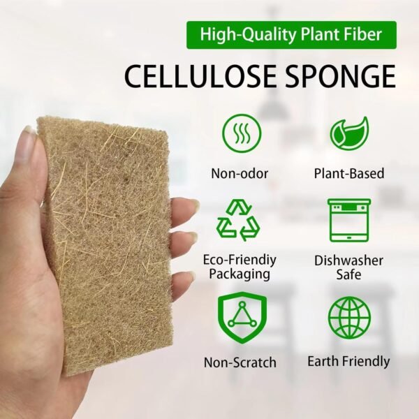 Natural Scoring Pads (５Pack) - EMIN Non Scratch sisal Biodegradable Cleaning Sponge pad - Scrubbing Pad for Kitchen Cleaning, Dishes and Pots - Eco Friendly - Image 2