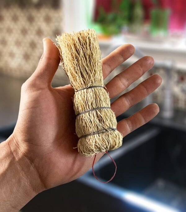 Coladera Set of 3 Natural Fiber Dish Brush Cleaners Mexican Escobetas Molcajete with Hangers Sustainable Kitchen Cleaning Scrubber Brushes for Pots Sinks and Pans Cepillo Limpia Trastes Yellow - Image 3