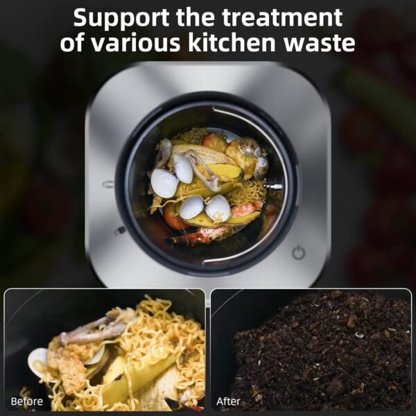 Smart Kitchen Electric Composter, 2.5L Auto Food Cycler with Single Button, 𝐆𝐫𝐢𝐧𝐝 𝐚𝐧𝐝 𝐃𝐫𝐲 𝐲𝐨𝐮𝐫 𝐤𝐢𝐭𝐜𝐡𝐞𝐧 𝐰𝐚𝐬𝐭𝐞, 2X Drying Filter, Design by Nagualep - Image 2
