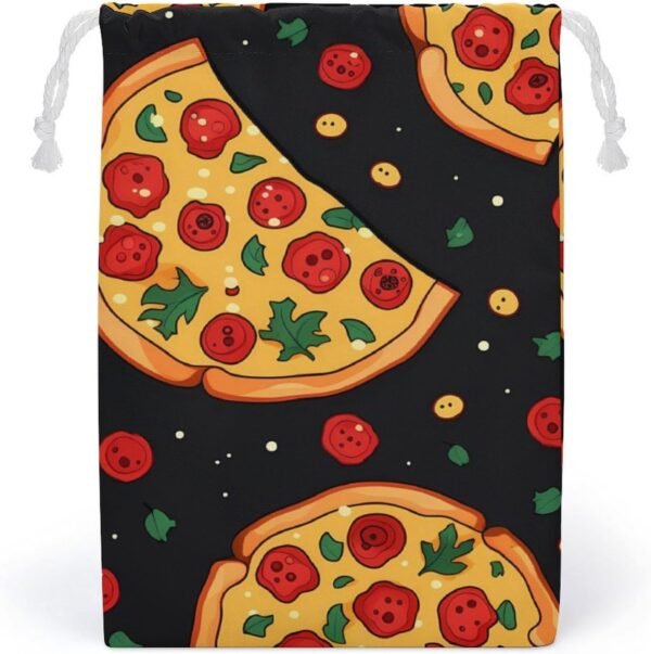 Food Pizza Drawstring Storage Bag Canvas Stuff Sack Christmas Gift Pouch Laundry Bags Reusable Cloth Shoe Bags 12 * 18cm