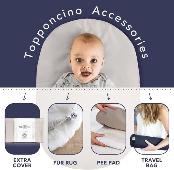 Montessori Baby Topponcino | Multifunctional Authentic Montessori Design | Simple Newborn Holding & Feeding Baby Support Pillow | Clean Infant Tummy Time Mat (Organic, Grey) - Image 9