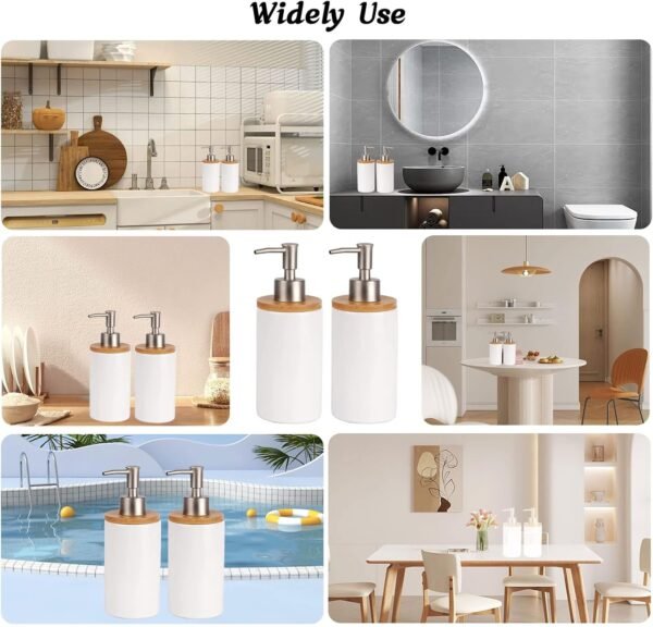 Qivine Ceramic Soap Dispenser, 13Oz White Soap Dispenser Bathroom Decorative, Liquid White Ceramic Soap Dispenser for Countertops, Modern Bathroom Hand Soap Dispenser for Countertop - Image 7
