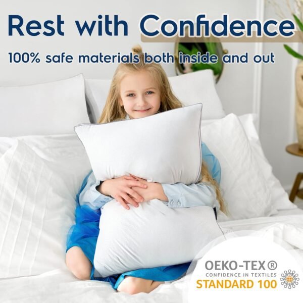 viewstar Pillows Queen Size Set of 2, Bed Pillows for Sleeping, Queen Pillows 2 Pack for Back, Stomach or Side Sleepers, Fluffy Pillows for Bed with Down Alternative, Machine Washable, 20" x 30" - Image 6