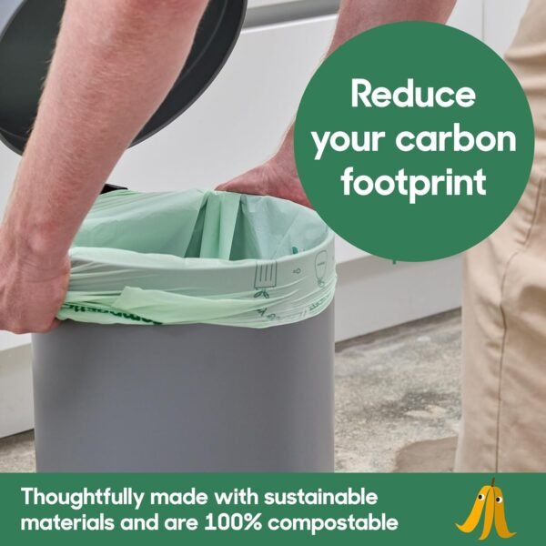 Home Compostable Trash Bags, 13 Gallon Tall Kitchen Rubbish Bags (23” x 29”), Extra Strong & Quickly Breaks Down, 100 Count - Image 2