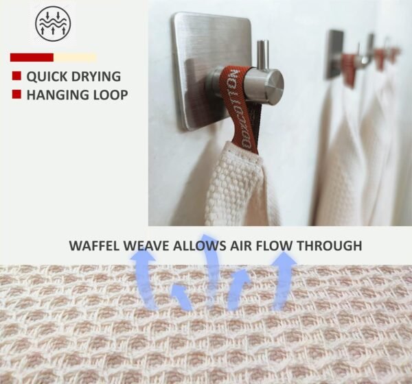 Kitchen Towels 100% Cotton Waffle Weave Dish Towel for Cleaning Drying Dishes Extra Absorbent and Soft, Dish Cloth,13 x 28 in(Beige-4 Pack) - Image 4