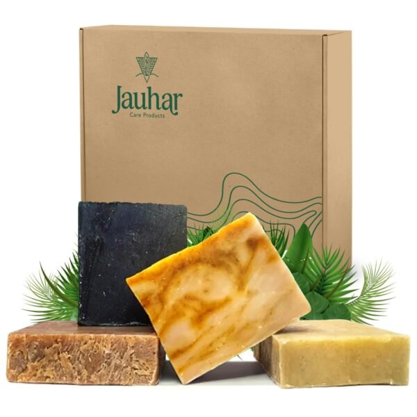 Jauhar Natural Bar Soaps - 4 Bars, 5oz Each | Organic Soap with Mango Tropical, Eucalyptus Lime, Cedar, Charcoal Lemongrass, Handmade Cold Pressed Soap with Premium Essential Oil