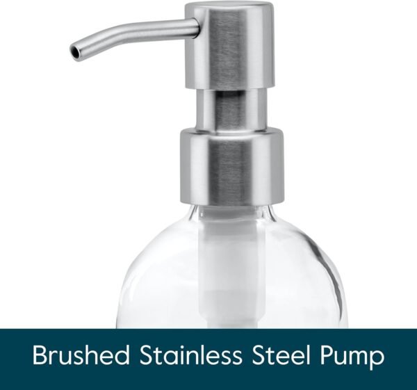 Grove Co. Gel Hand Soap Dispenser (13.5 Oz) 2 x Refillable Glass Bottles with Stainless Steel Pump, Reusable Liquid Soap Refill Set, Square Base, Reduce Plastic Waste Bundle - Image 3