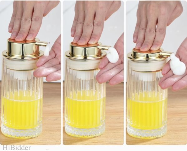 Glass Foaming Soap Dispenser with Gold Pump, Foam Hand Soap Dispenser for Bathroom, Kitchen, Modern Home Decor （Foam Type/Clear） B032 - Image 5