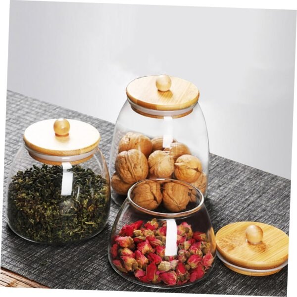 SECFOU Sugar Storage Containers Candy Dish with Lid Glass Storage Jars Transparent Glass Glass Food Storage Containers with Lids - Image 4
