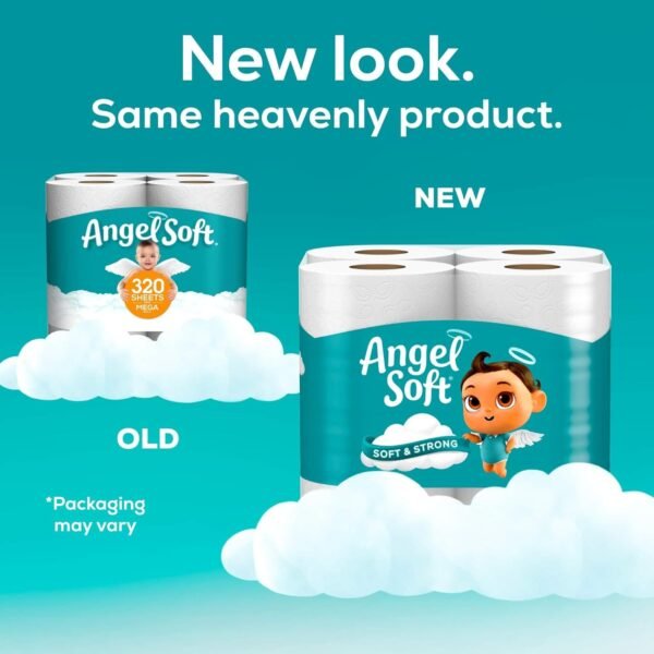 Angel Soft Toilet Paper, 16 Mega Rolls = 64 Regular Rolls, Soft and Strong Toilet Tissue - Image 3