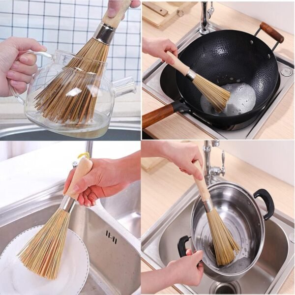 Bamboo Whisk and Wok Brush, Bamboo Cleaning Brush for Dishes, Bamboo Kitchen Brush, Pot and Pan Cleaner, Bamboo Wok Brush, Bamboo Brush for Dishes, Bamboo Scrubber (1) - Image 6